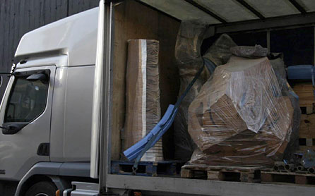 More sculptures waiting to be unloaded from the lorry. Photo: Martin Barlow