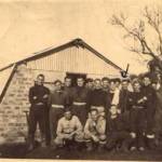 Len Thacker, arrowed, with shipmates at a rest camp in Kent, December 1944.