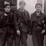 Dennis Lardner (centre) with mining colleagues in his Bevin Boy days