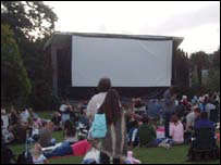 Crowds gathering for the Film Festival