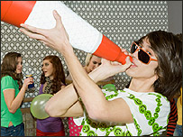 Students and the ubiquitous traffic cone