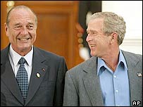 ABD Başkanı George Bush ve Fransa Cumhurbaşkanı Chirac