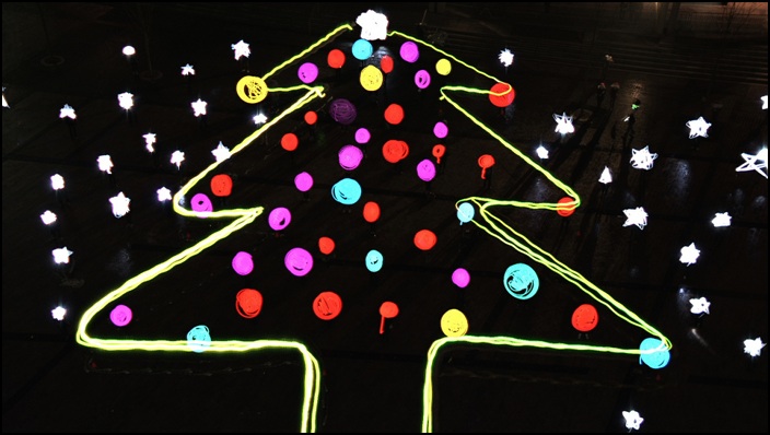 One Show light graffiti Christmas tree at MCUK