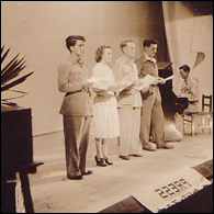 Entertaining the troops: Bernard is on the right