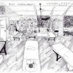 PEN DRAWING OF A TYPICAL HUT AT BLETCHLEY PARK -RAF Church Green.