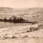 HMS Kent moored in Kola Inlet, near Murmansk, Russia