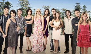 Out Of The Blue: (L-R) Philip 'Philby' McManus (Dylan Landre), Tess McManus (Olivia Bonnici), Adam 'Addo' O'Donnell (Daniel Henshall), Bec Quilter (Renai Caruso), Poppy Hammond (Katherine Hicks), Peta Lee (Daisy Betts), Paul O'Donnell (Nathaniel Buzolic), Gabby West (Sophie Katinis), Jarrod O'Donnell (Clayton Watson), Ian 'Stavva' Jones (Ryan Johnson) and Tracy O'Donnell (Charlotte Gregg)