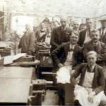 A.E. Hoyland ‘Shop Lad’ aged 16 sat at front Pattern Shop of Edger Allen & Co., Tinsley, Sheffield