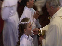 Margaret making her First Holy Communion
