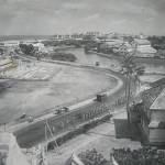 A Victory Parade on VJ Day in Colombo — The photo is taken from an elevated view - the men are marching at the front and the women are following.