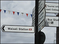 Sign in Walsall town centre