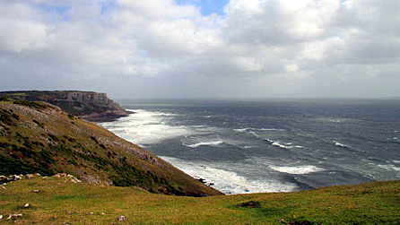 Looking towards Pwll Du Head, taken from the cliffs at Pennard, Gower. Photograph by Mary Jones, Swansea.