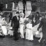 The 'mock wedding' Victory celebration by residents of St Catherine's Street, Gloucester.