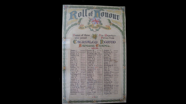 Caersalem Newydd Roll of Honour