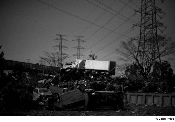Debris on a street in Sendai