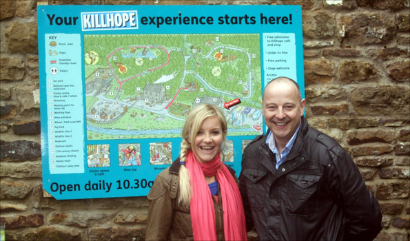 Chris Jackson and Helen Skelton at Killhope Lead Mining Museum