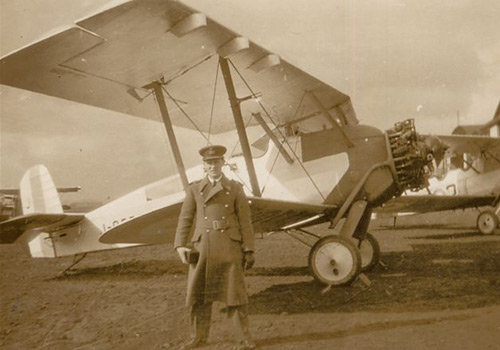 Flying Officer Fred Sutton, standing in from t of an Atlas
