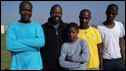 The BBC's Peter Ndoro with boys from Guguletu, a township in Cape Town, South Africa