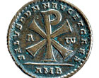 A Late Roman coin showing Christian iconography