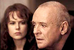 Anthony Hopkin as the professor and Nicola Kidman as the janitor in the film 'Human Stain' 