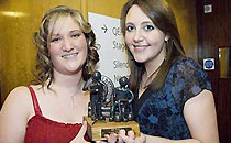 Jeana Leslie and Siobhan Miller with their Young Folk Award trophy