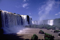 The Iguassu Falls on the borber between Argentina and Brazil in South America