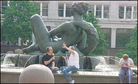Paul and Ian check out Birmingham's water feature