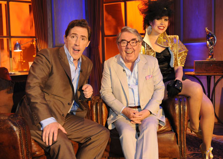 Rob Brydon with Ronnie Corbett and Paloma Faith, guests on this week's episode of The Rob Brydon Show. Photo: BBC/Talkback Thames