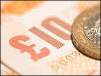 close up of &pound;10 note 
