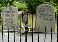 Bedd Michael d. Jones a'i dad ym mynwent Yr Hen Gapel