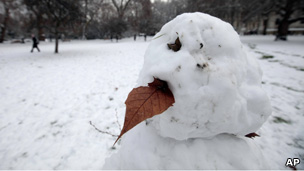 Snowman in a park (Image: PA)
