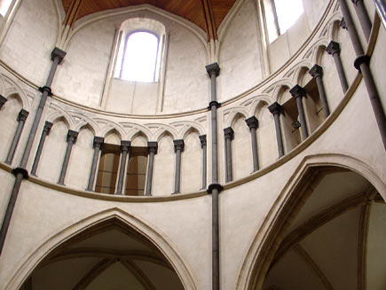 Rounded inside of the Temple Church building in London