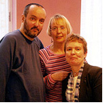 John with sisters Margaret and Lesley (right)