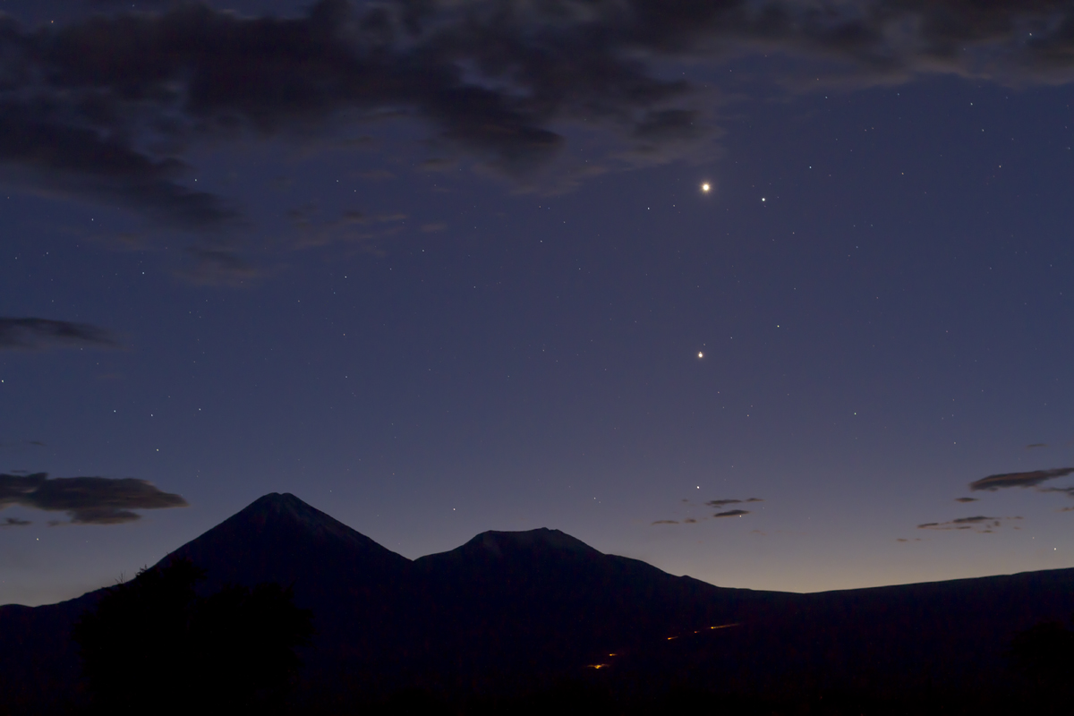 Venus, Mercury, Jupiter and Mars in conjunction