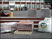 Bricks and slabs in the school playground