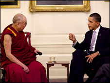 President Obama with the Dalai Lama; copyright: White House
