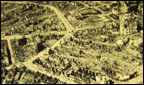 Aerial shot of bomb damaged German city