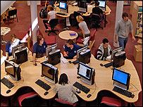 Students using Kingston Maurward library 