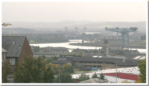 View of Clydebank showing the Clyde in the background. 