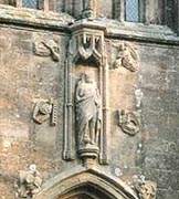 Detail of the figure of Christ on the face of the tower.