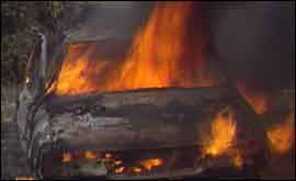Burning car