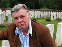 Matthew Kelly in a graveyard