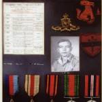 My father was awarded the 1939/45 Star, Africa Star, Burma Star, Defence Medal, and the 1939/45 War Medal. All these he kept in a drawer until his 70th birthday, when he gave them to his only Grandson, Matthew