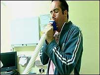 Mark Allen and respiratory aid