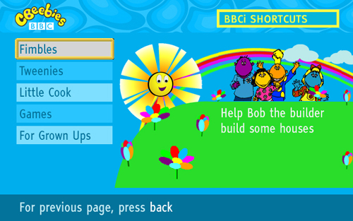 CBeebies homepage on cable in 2007
