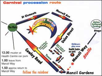 Cowley Road carnival procession route