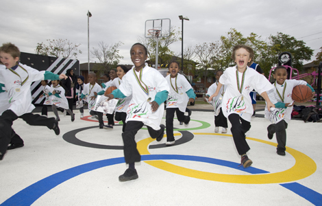 Gallions Primary School pupils at new sport ground