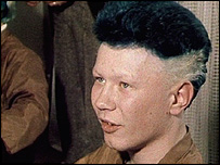 Boy with blue and white dyed hair