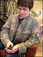 Chris with his mp3 player