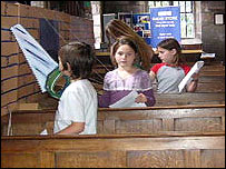 Children at the St Peter's holiday club in Alton build an ark
